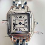 Swiss Quartz Cartier Panthere Large Size White Roman Stainless Steel Replica Watch
